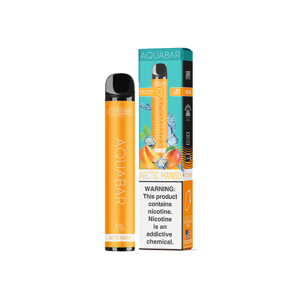 AquaBar Disposable | 2800 Puffs | 7mL Artic Mango with packaging