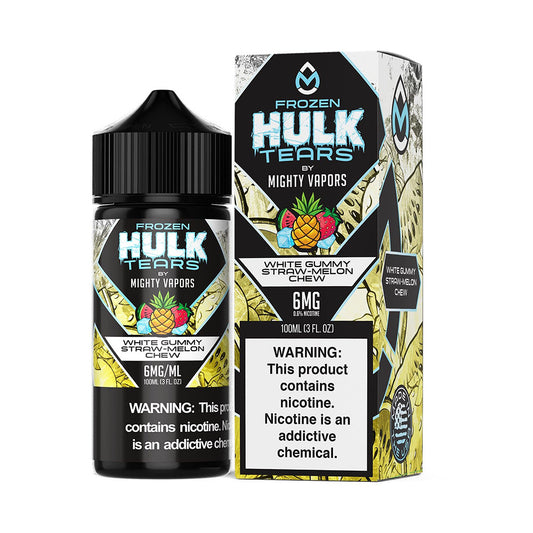 White Gummy Straw-Melon Chew by Mighty Vapors Hulk Tears E-Juice 100mL(Freebase) with Packaging