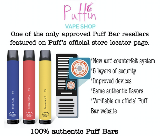 Puffin Vape Shop Official Puff Bar Reseller of authentic disposable vape pens