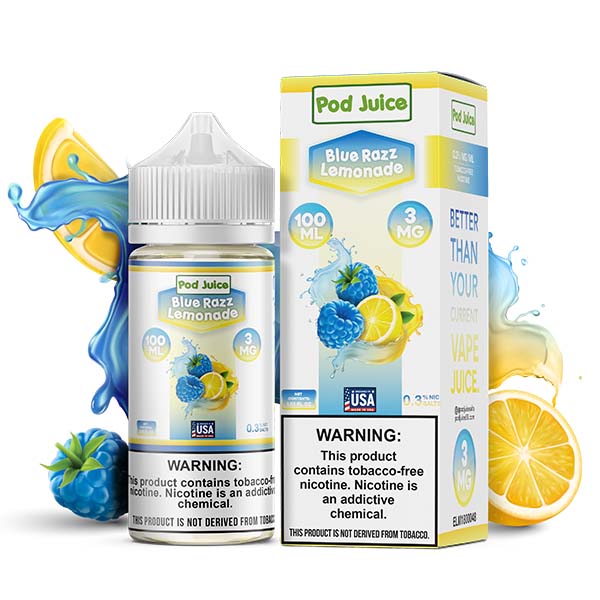 Blue Razz Lemonade by Pod Juice Series 100mL with Packaging
