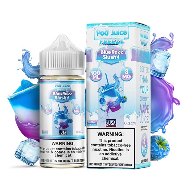 Blue Razz Slushy Freeze by Pod Juice Series 100mL with Packaging