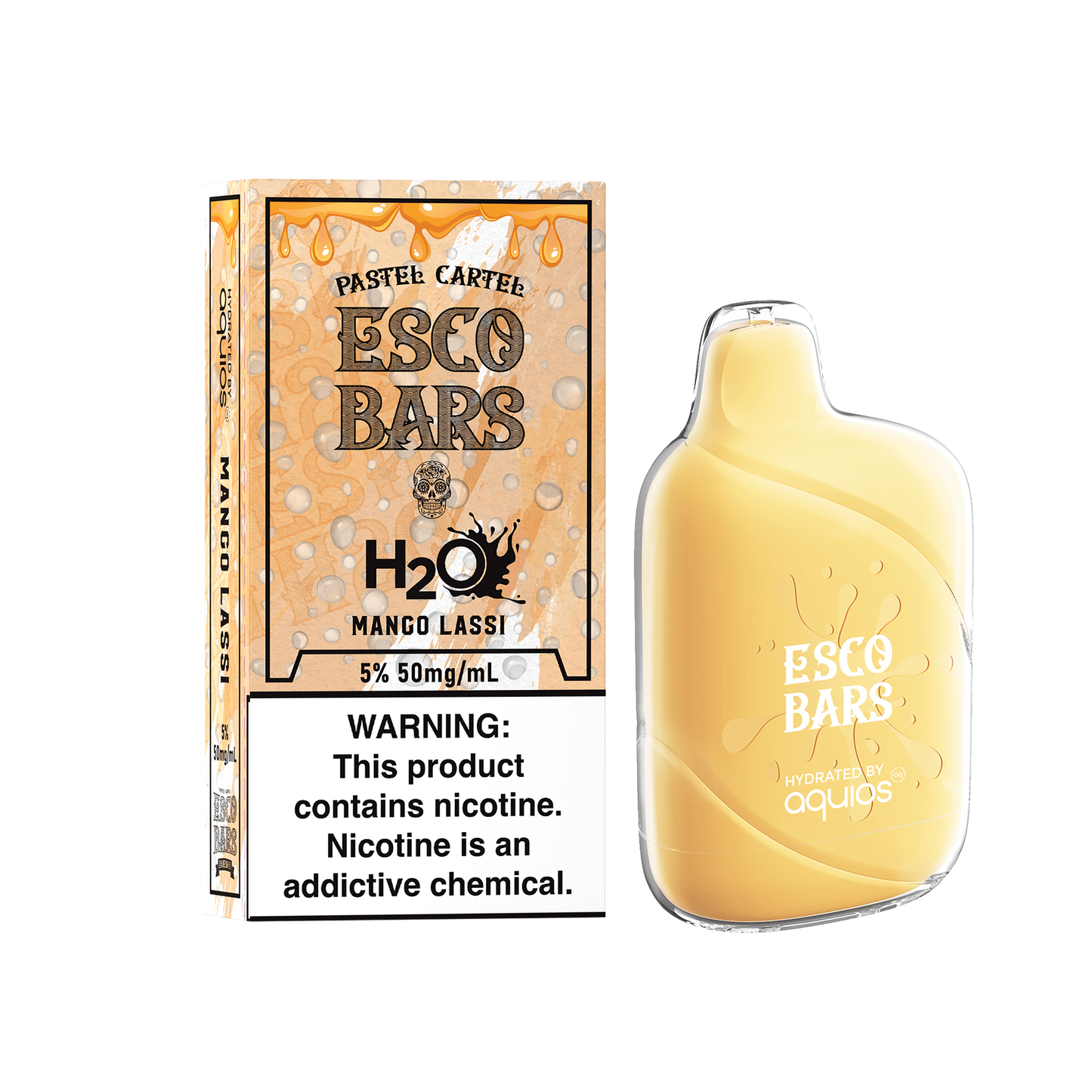 Esco Bars Aquios Mesh Disposable | 6000 Puffs | 15mL | 50mg Mango Lassi with Packaging
