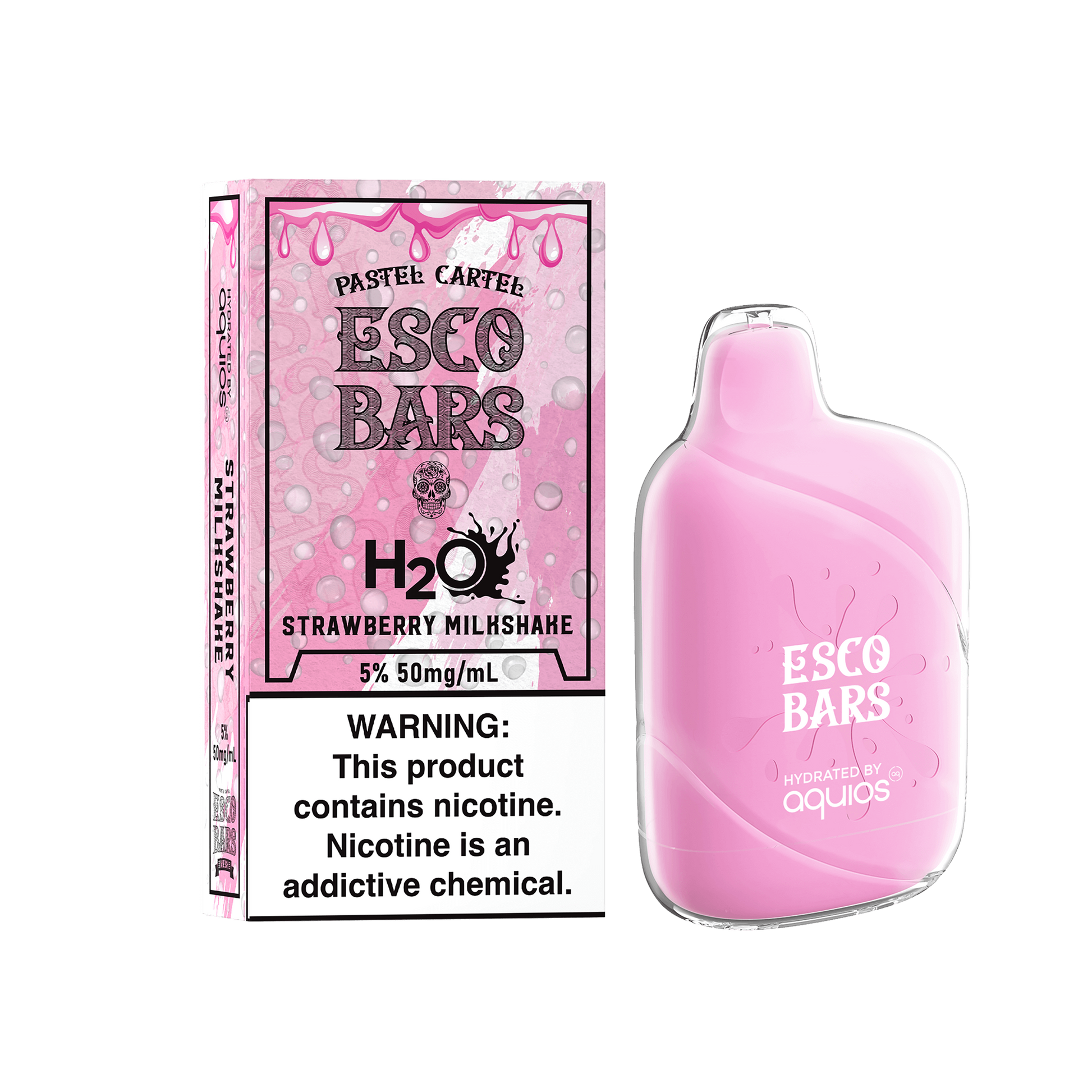 Esco Bars Aquios Mesh Disposable | 6000 Puffs | 15mL | 50mg Strawberry Milkshake with Packaging