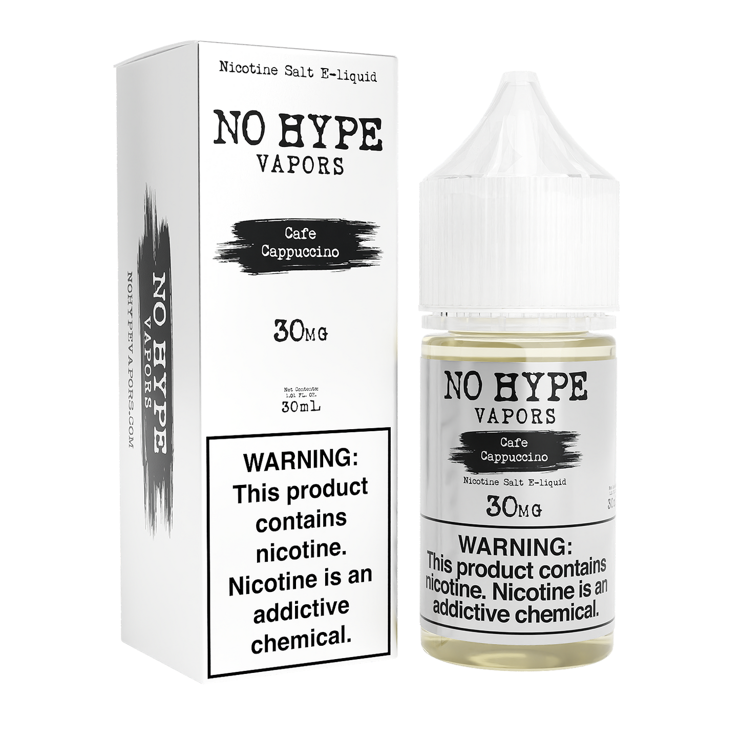 Café Cappuccino by No Hype E-Liquid 30mL Salt Nic with Packaging