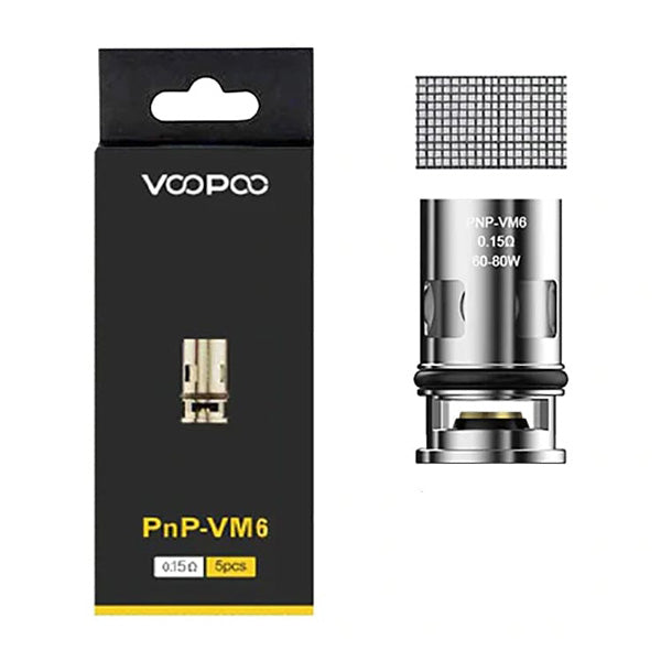 VooPoo PnP Coils | 5-Pack VM6 0.15ohm with packaging