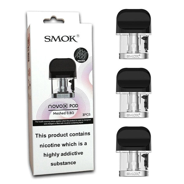 SMOK Novo X Replacement Pods (3-Pack) meshed 0.8ohm bright black with packaging