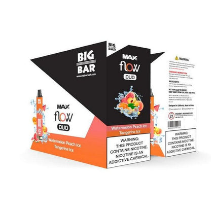Big Bar MAX FLOW DUO Disposable | 4000 Puffs | 12mL Watermelon Peach Ice Tangerine Ice packaging