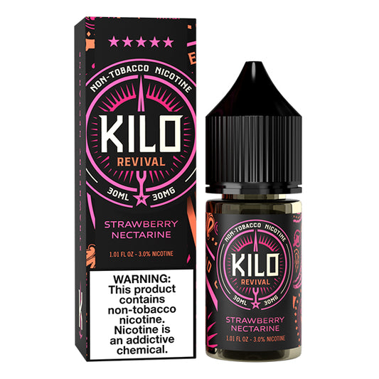 Strawberry Nectarine by Kilo Revival Tobacco-Free Nicotine Salt Series 30mL with Packaging