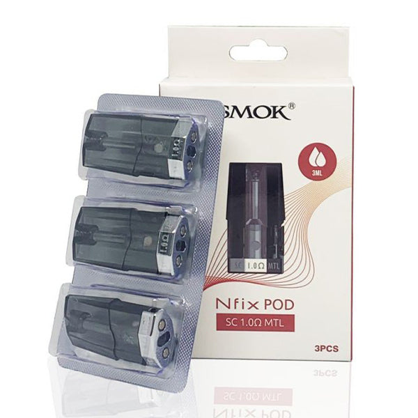 SMOK Nfix Pods 3-Pack Sc Mtl 1.0ohm with packaging
