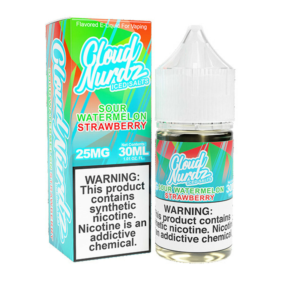 Sour Watermelon Strawberry Iced by Cloud Nurdz Salts Series 30mL  with Packaging