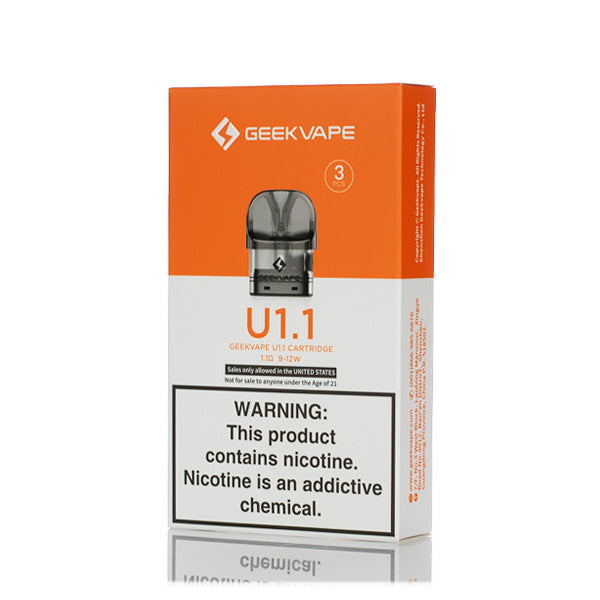 Geekvape U Series Replacement Pods 2mL 3-Pack 1.1ohm with packaging