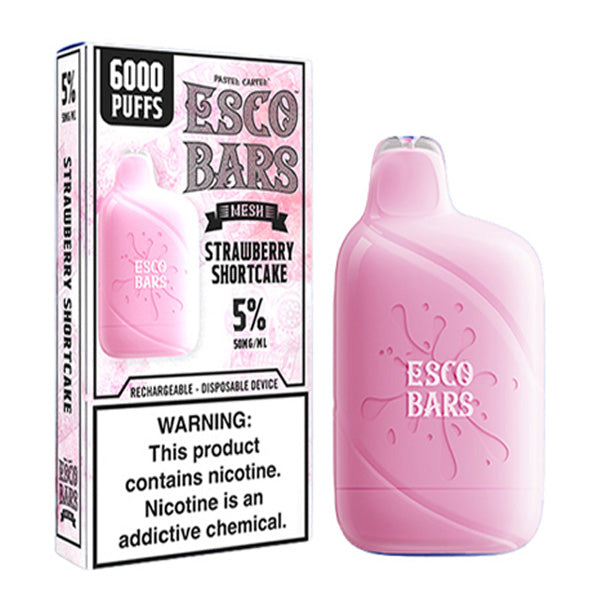 Esco Bars Mesh Disposable | 6000 Puffs | 15mL | 5% Strawberry Shortcake with Packaging