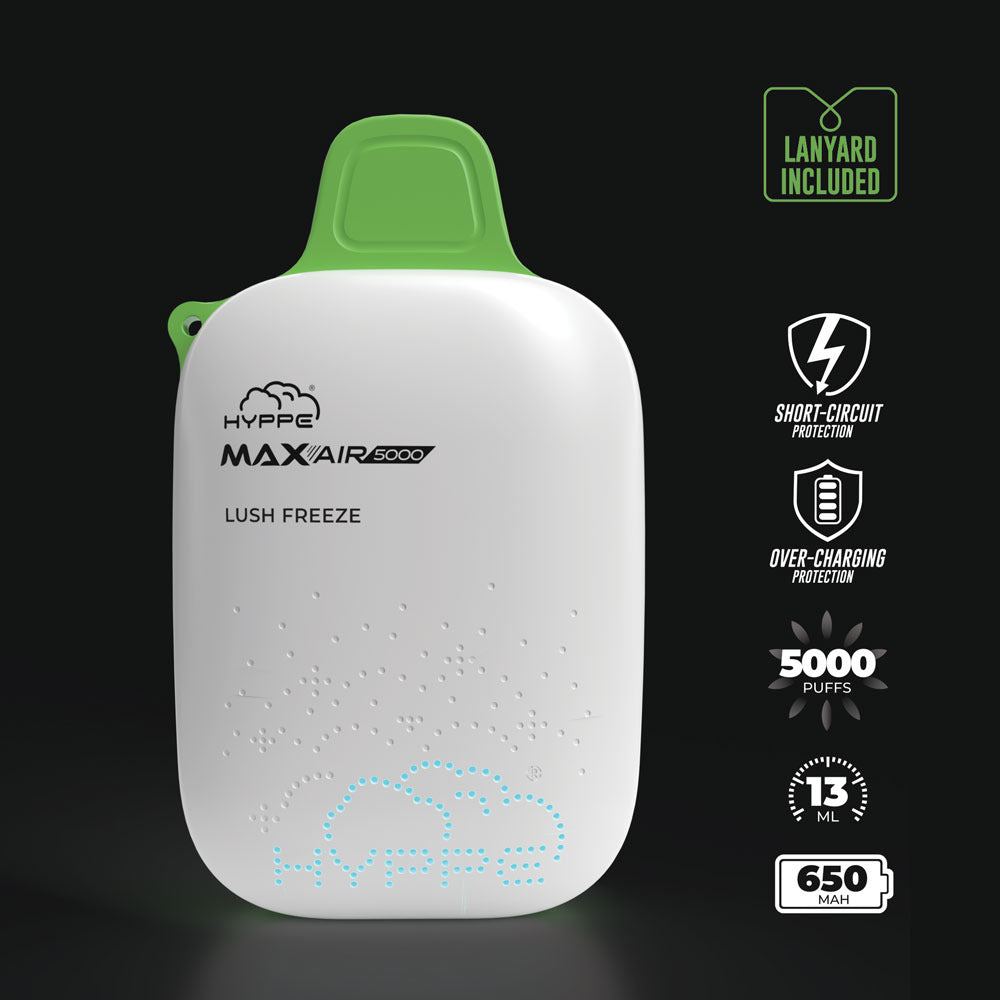 Max Air Disposable | 5000 Puffs | 13mL | 50mg Lush Freeze	 Lanyard Included