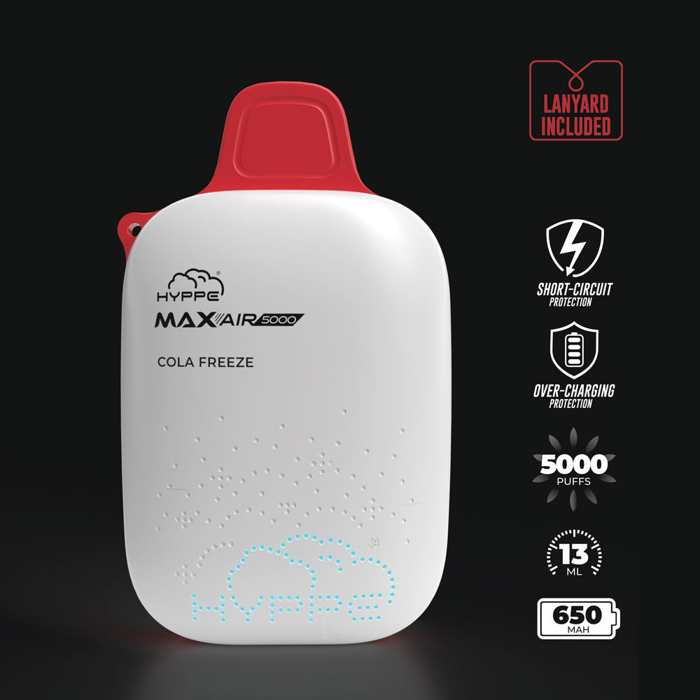 Max Air Disposable | 5000 Puffs | 13mL | 50mg Cola Freeze	 Lanyard Included
