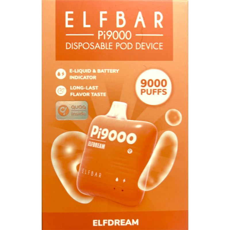 Elf Bar PI9000 Disposable 9000 Puffs 19mL 40-50mg Elf Dream packaging