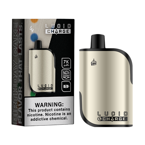 Lucid Charge Disposable | 7000 Puffs | 14mL | 5% Birthday Cake	 with Packaging