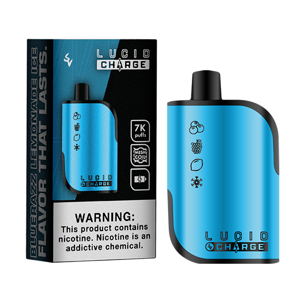 Lucid Charge Disposable | 7000 Puffs | 14mL | 5% Bluerazz Lemonade Ice	 with Packaging