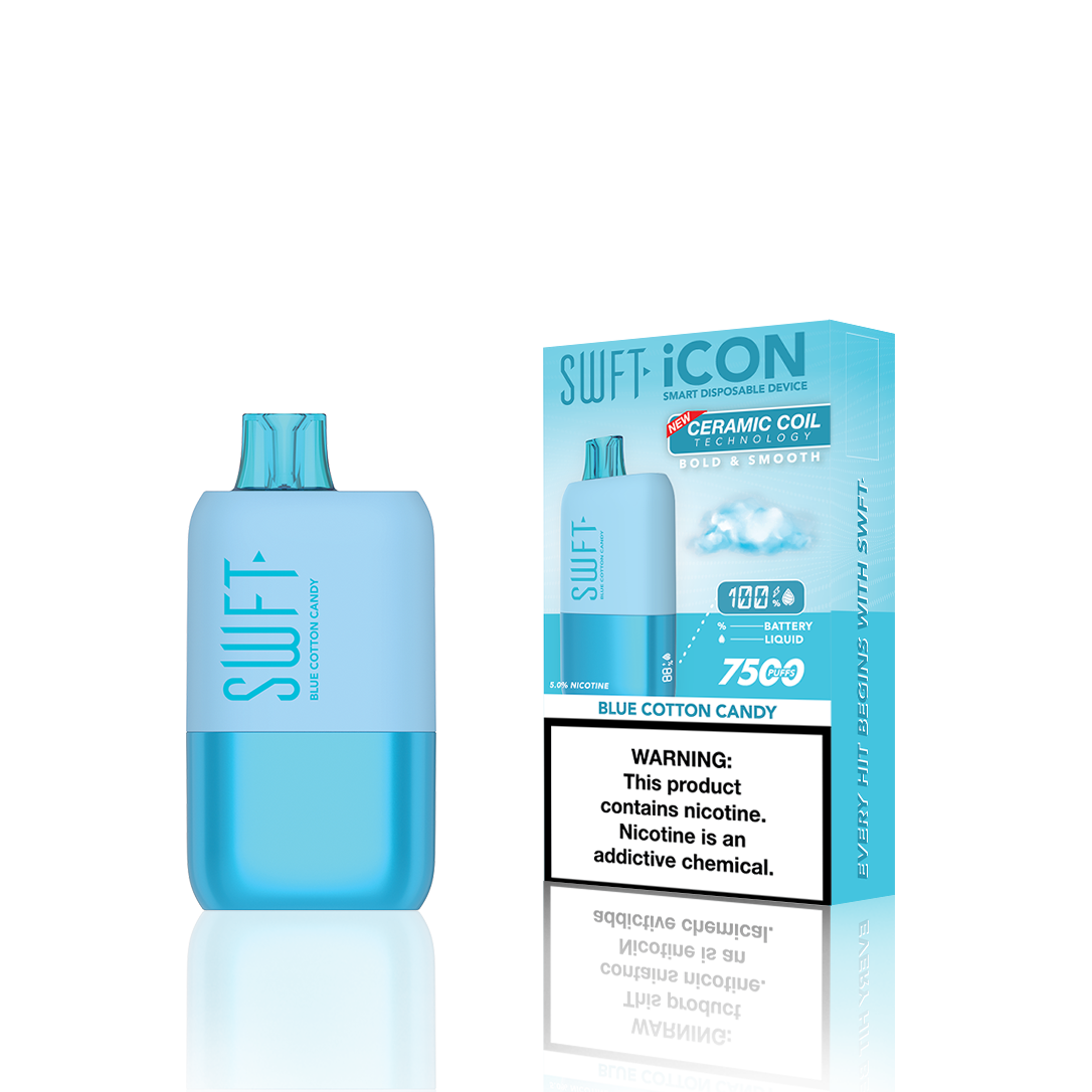 SWFT Icon Disposable | 7500 Puffs | 17mL | 5% Blue Cotton Candy	 with Packaging