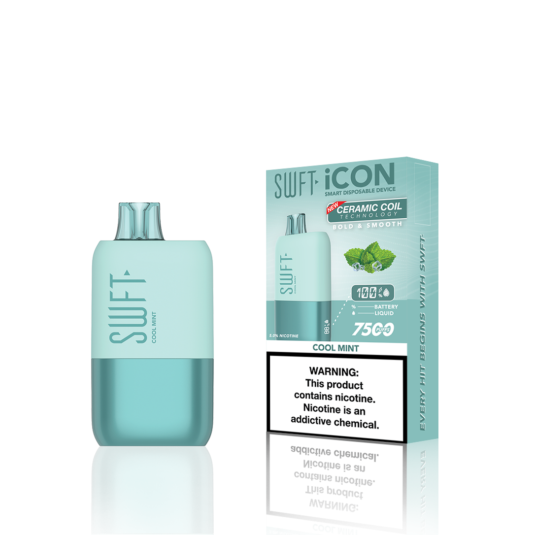 SWFT Icon Disposable | 7500 Puffs | 17mL | 5% Cool Mint	 with Packaging