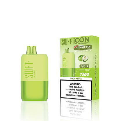 SWFT Icon Disposable | 7500 Puffs | 17mL | 5% Sour Apple	 with Packaging