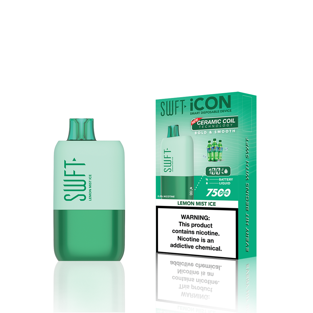 SWFT Icon Disposable | 7500 Puffs | 17mL | 5% Lemon Mist Ice	 with Packaging