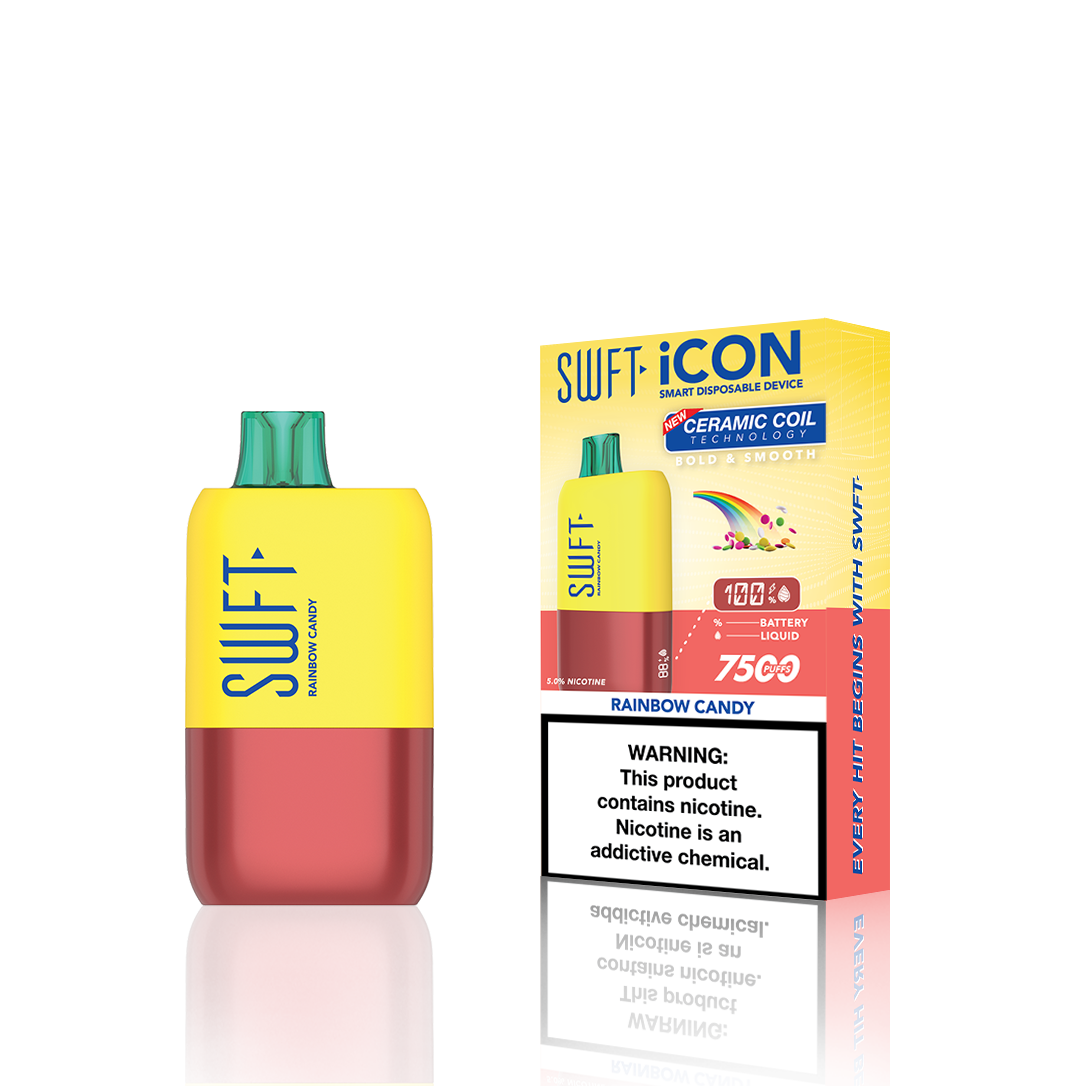 SWFT Icon Disposable | 7500 Puffs | 17mL | 5% Rainbow Candy	 with Packaging