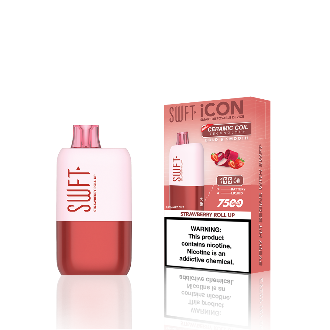 SWFT Icon Disposable | 7500 Puffs | 17mL | 5% Strawberry Roll Up	 with Packaging