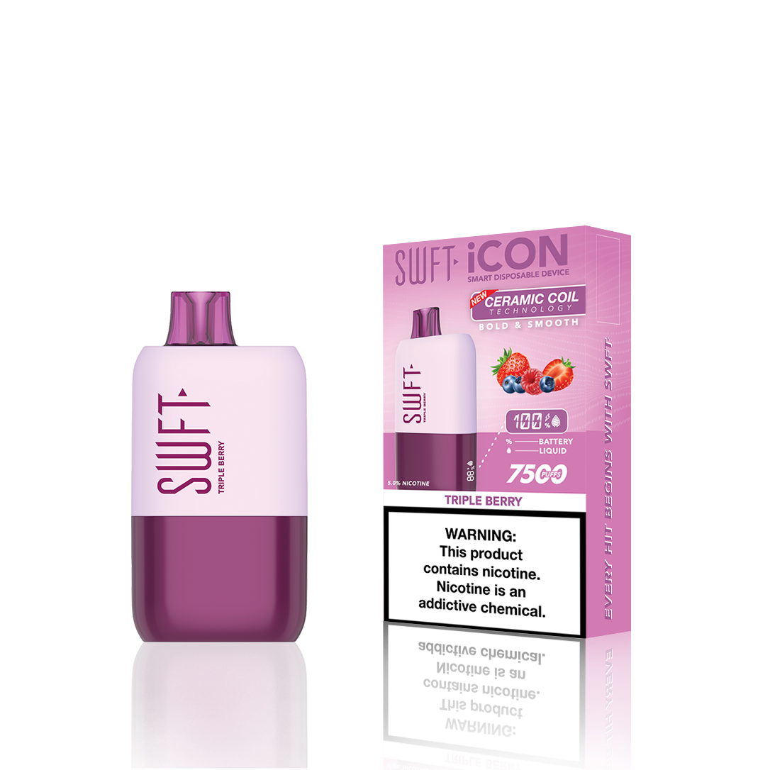 SWFT Icon Disposable | 7500 Puffs | 17mL | 5% Triple Berry	 with Packaging
