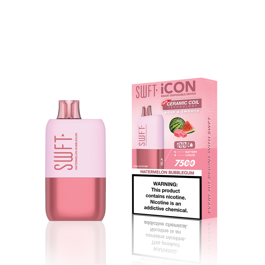 SWFT Icon Disposable | 7500 Puffs | 17mL | 5% Watermelon Bubblegum	 with Packaging