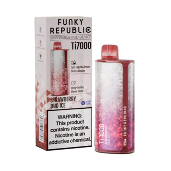 Funky Republic Ti7000 Disposable 7000 Puff 12.8mL 50mg Strawberry Duo Ice