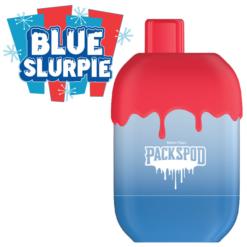 Packspod Disposable | 5000 Puffs | 12mL | 50mg Blue Slurpee Miami Razz	