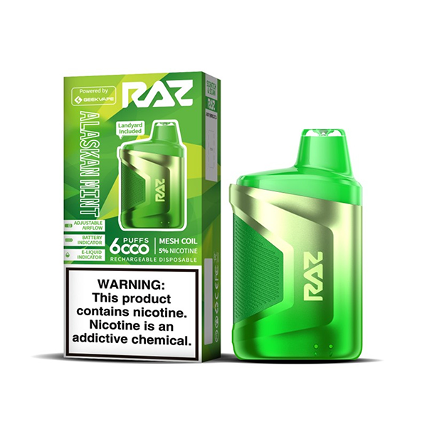 RAZ CA6000 Disposable | 6000 Puffs | 10mL | 50mg Alaskan Mint with Packaging