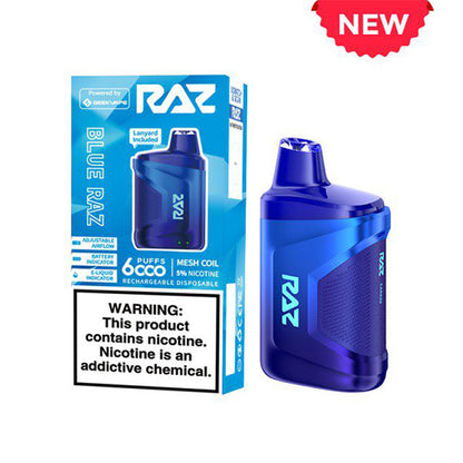 RAZ CA6000 Disposable | 6000 Puffs | 10mL | 50mg Blue Raz with Packaging