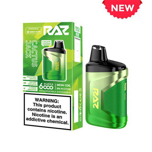 RAZ CA6000 Disposable | 6000 Puffs | 10mL | 50mg Cactus Jack with Packaging