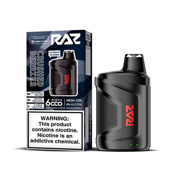 RAZ CA6000 Disposable | 6000 Puffs | 10mL | 50mg Crushed Berries with Packaging