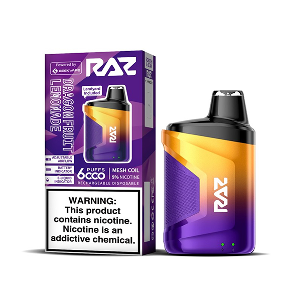 RAZ CA6000 Disposable | 6000 Puffs | 10mL | 50mg Dragonfruit Lemonade with Packaging