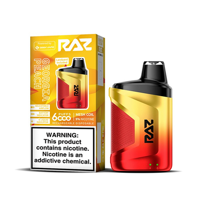 RAZ CA6000 Disposable | 6000 Puffs | 10mL | 50mg Georgia Peach with Packaging