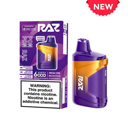 RAZ CA6000 Disposable | 6000 Puffs | 10mL | 50mg Pom Pom Raz with Packaging