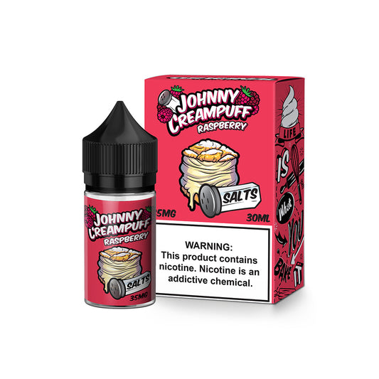 Raspberry by Tinted Brew Johnny Creampuff TFN Salt Series E-Liquid 30mL (Salt Nic) with Packaging