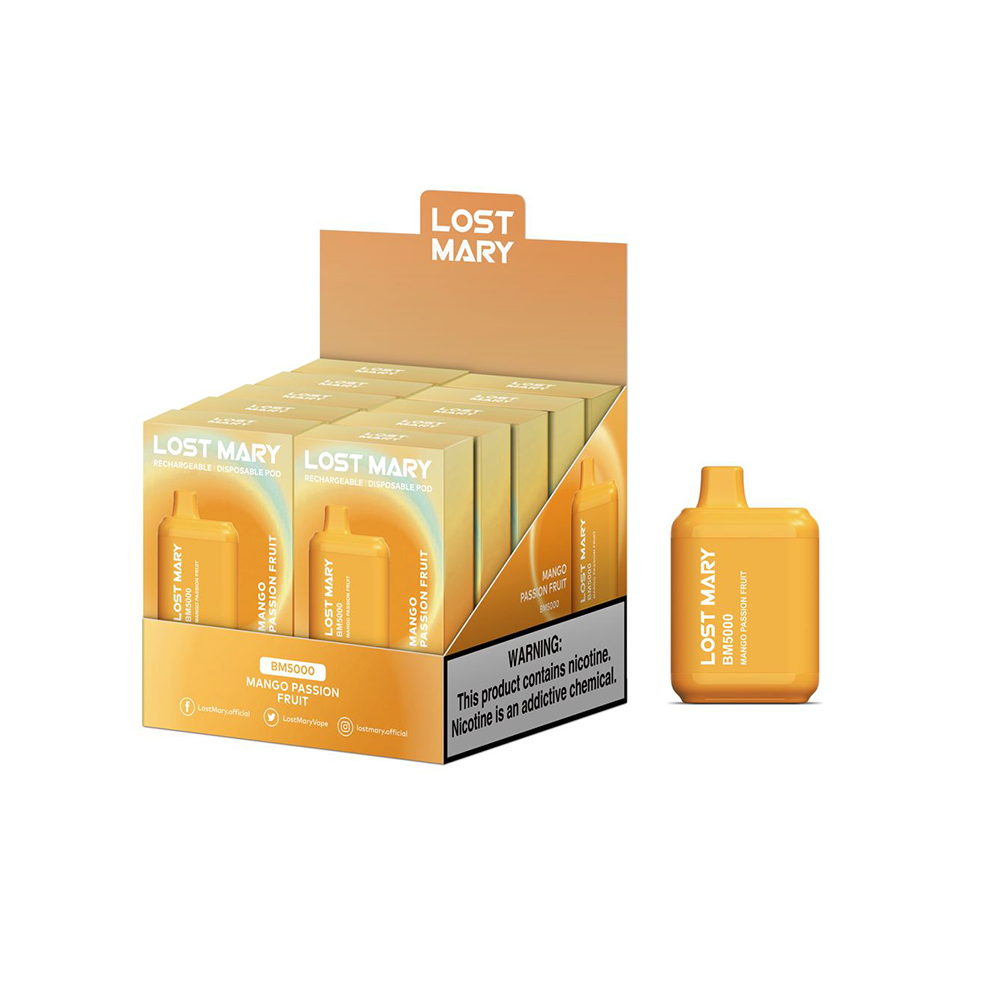 Lost Mary BM5000 5000 Puff 14mL 30mg Mango Passion Fruit with packaging