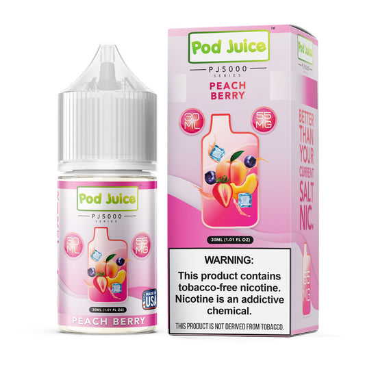 Peach Berry by Pod Juice TFN PJ5000 Salt Series E-Liquid 30mL With Packaging