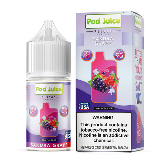 Sakura Grape by Pod Juice TFN PJ5000 Salt Series E-Liquid 30mL With Packaging