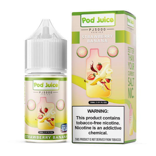 Strawberry Banana by Pod Juice TFN PJ5000 Salt Series E-Liquid 30mL With Packaging