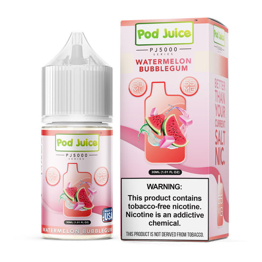 Watermelon Bubblegum by Pod Juice TFN PJ5000 Salt Series E-Liquid 30mL With Packaging