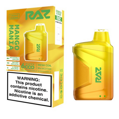 RAZ CA6000 Disposable | 6000 Puffs | 10mL | 50mg Mango Mania with Packaging