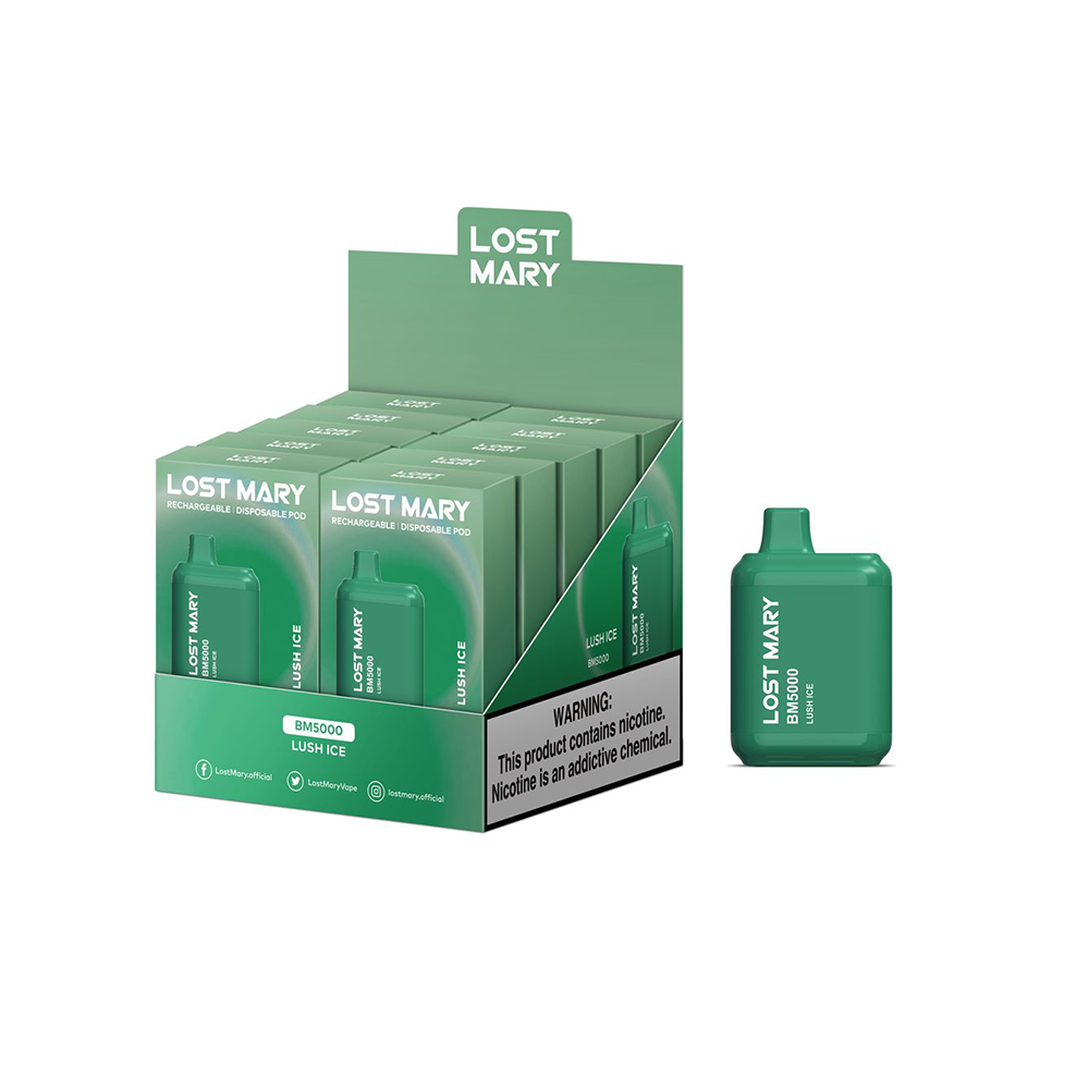 Lost Mary BM5000 5000 Puff 14mL 30mg Lush Ice with packaging