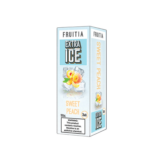 Sweet Peach by Fruitia Extra Ice Series E-Liquid 100mL (Freebase) Packaging