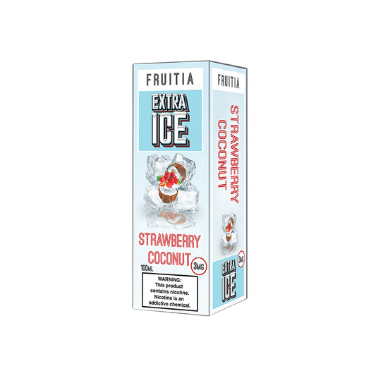 Strawberry Coconut by Fruitia Extra Ice Series E-Liquid 100mL (Freebase) Packaging