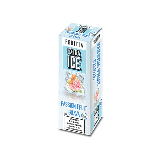 Passion Fruit Guava Extra Ice by Fresh Farms FRUITIA Salt Series E-Liquid 30mL (Salt Nic) Packaging
