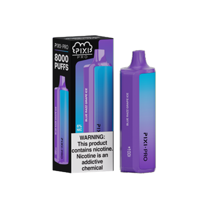 Puff Pixi Pro Disposable | 8000 puffs | 14mL Blue Razz Grape Ice with Packaging